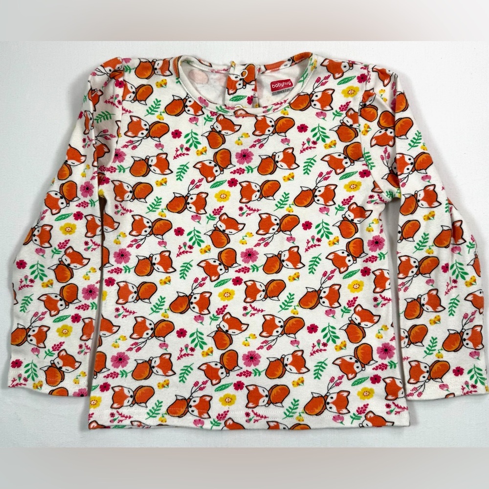 BABYHUG Toddler Girls’ 100% Cotton Long Sleeve Fox Printed Cottagecore Shirt 2-3